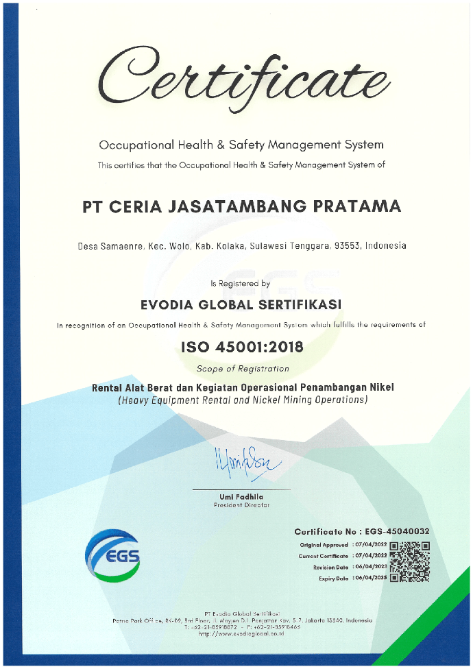 ISO 45001:2018 Certificate